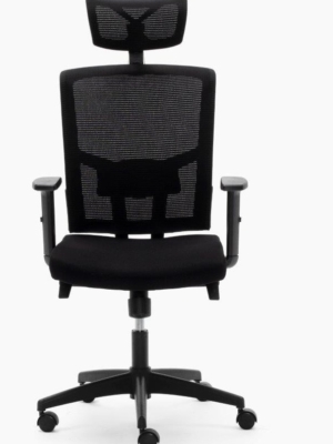 SILLA VIENA ERGONÓMICA NEGRA CON CABECERO